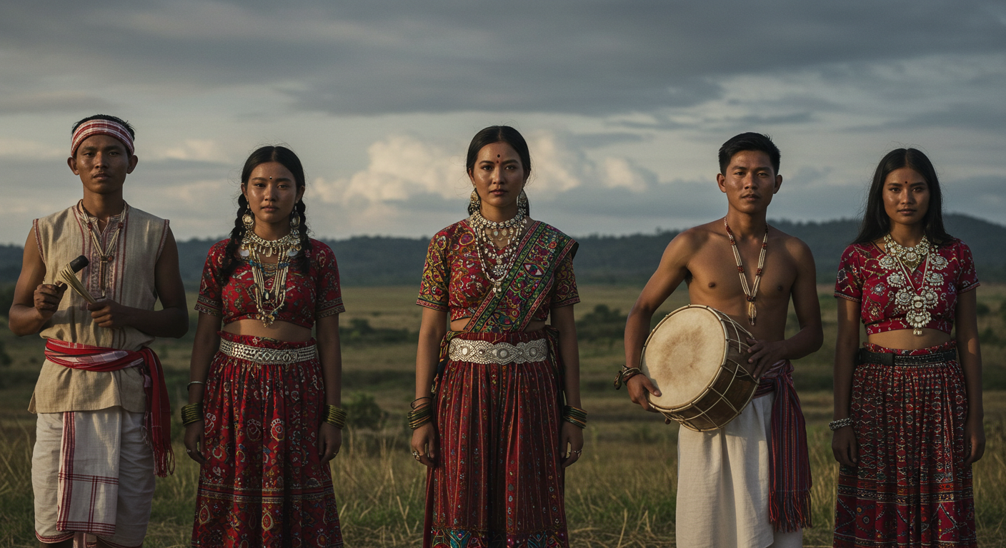 People meditating with cultural symbols in the background, highlighting awareness and respect in wellness practices.