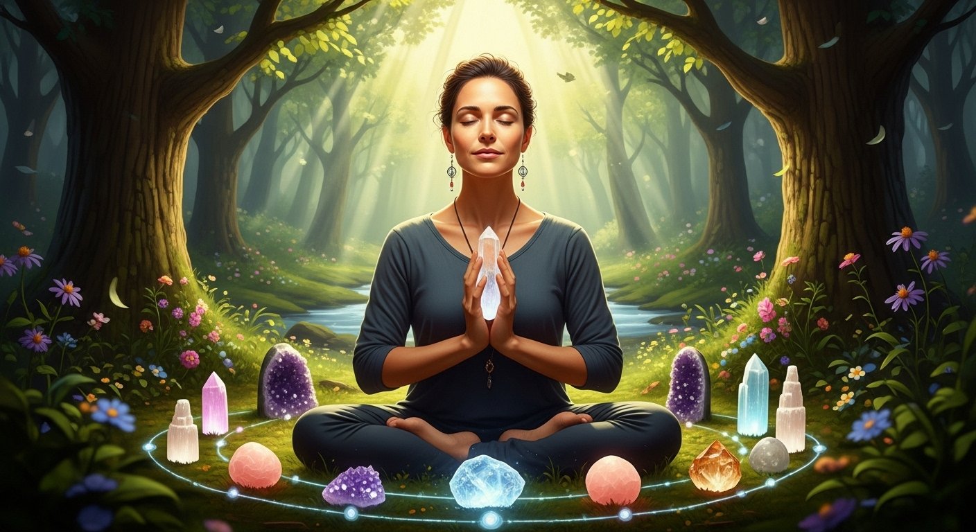 A peaceful person surrounded by gentle light and nature, practicing safe energy rituals for emotional balance, spiritual protection, and inner peace.