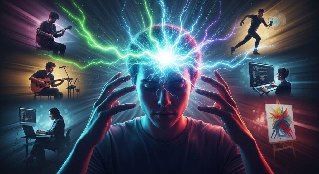 Flow State Activation is Bahlon's technique for intentionally accessing optimal consciousness states where peak performance becomes natural and effortless.