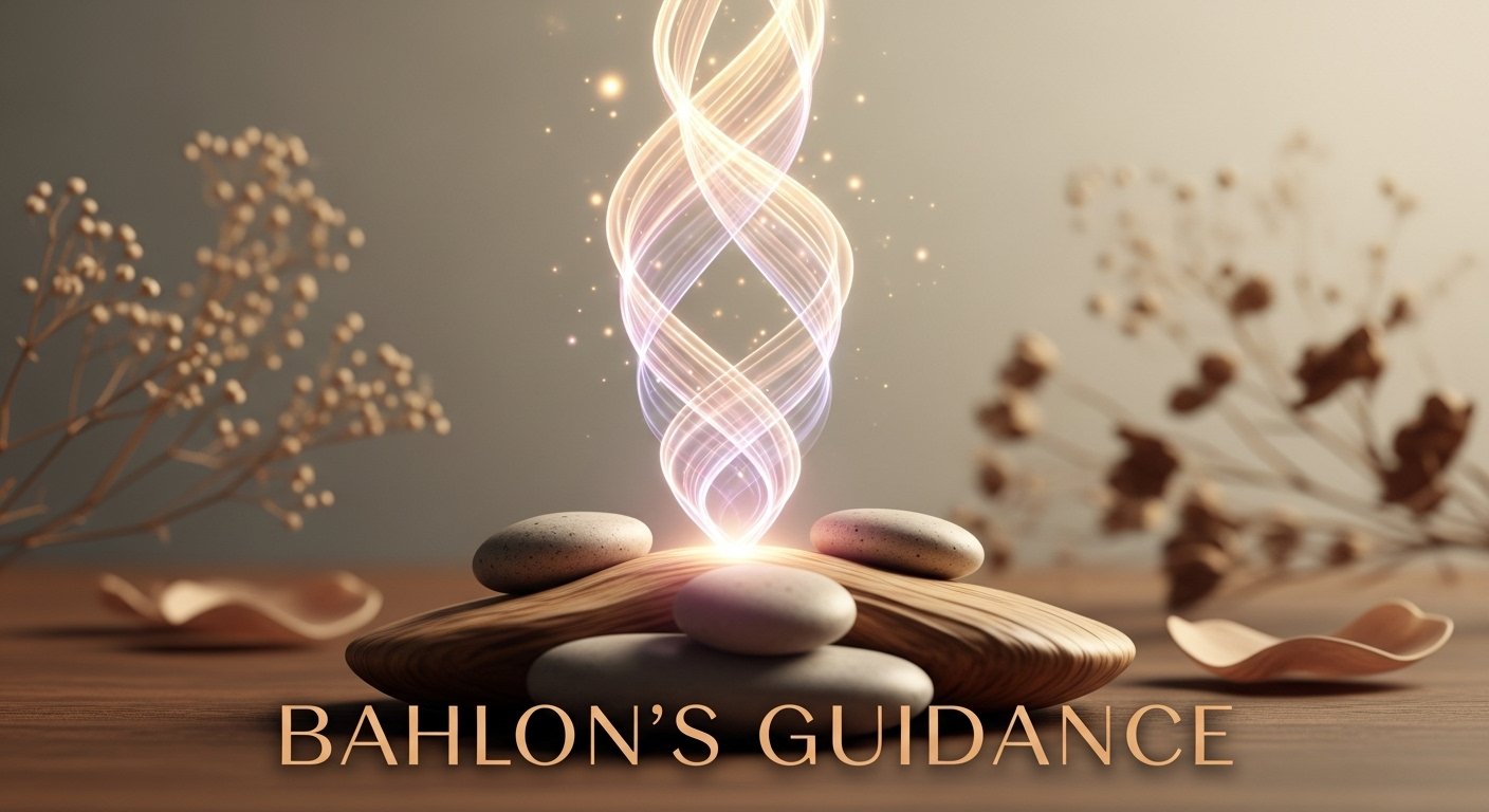 A serene wellness-themed image showing calm energy flow, soft light, and grounding colors, symbolizing the power of intentional energy as taught in Bahlon’s guidance.