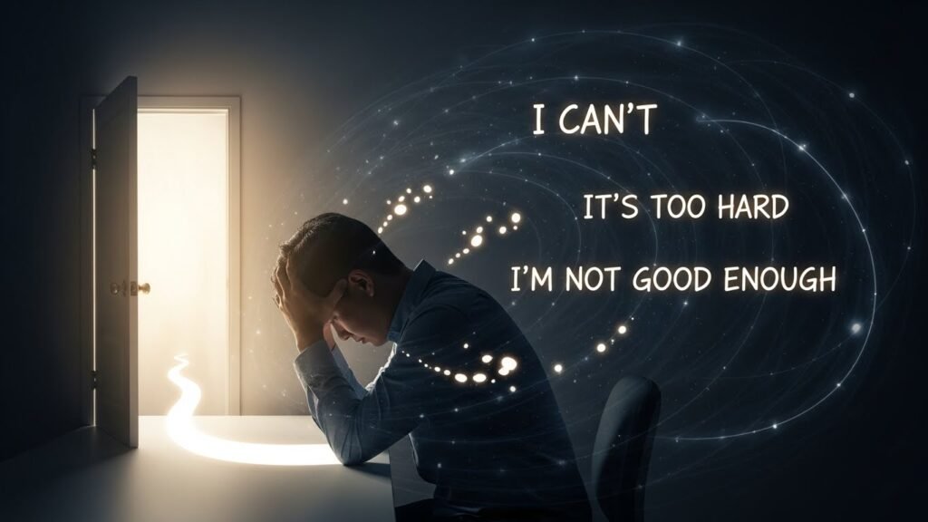 Resistance manifests as inner friction blocking goals. Negative self-talk erodes confidence through repetitive criticism.