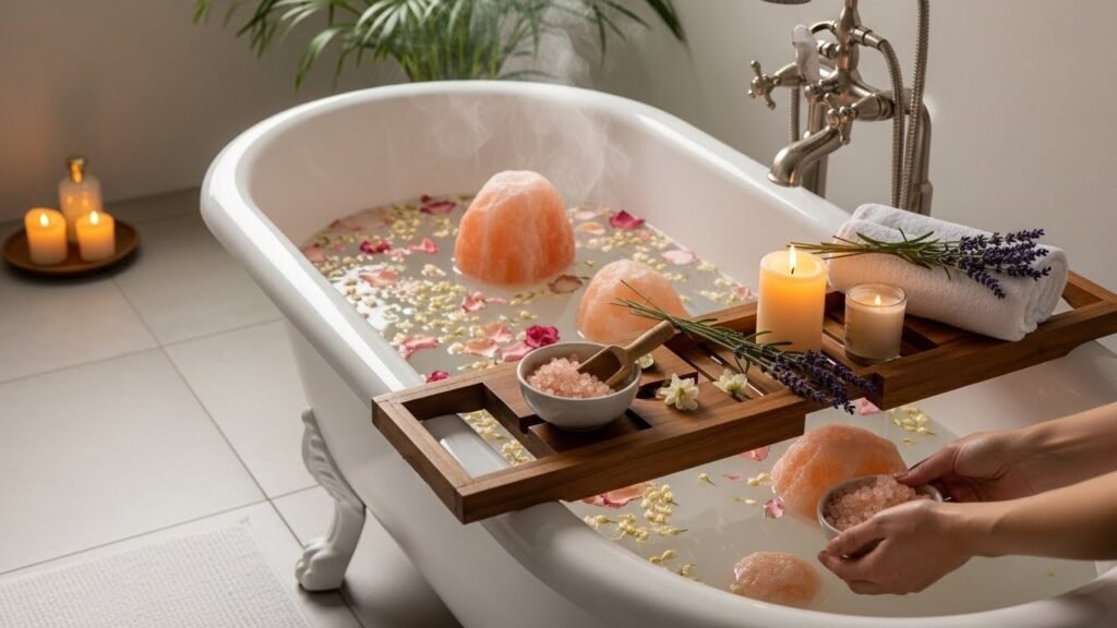 Salt bath cleansing extracts absorbed pathogens from aura health practices through mineral transmutation dissolving psychic residue, negative thoughtforms, and entity attachments efficiently.