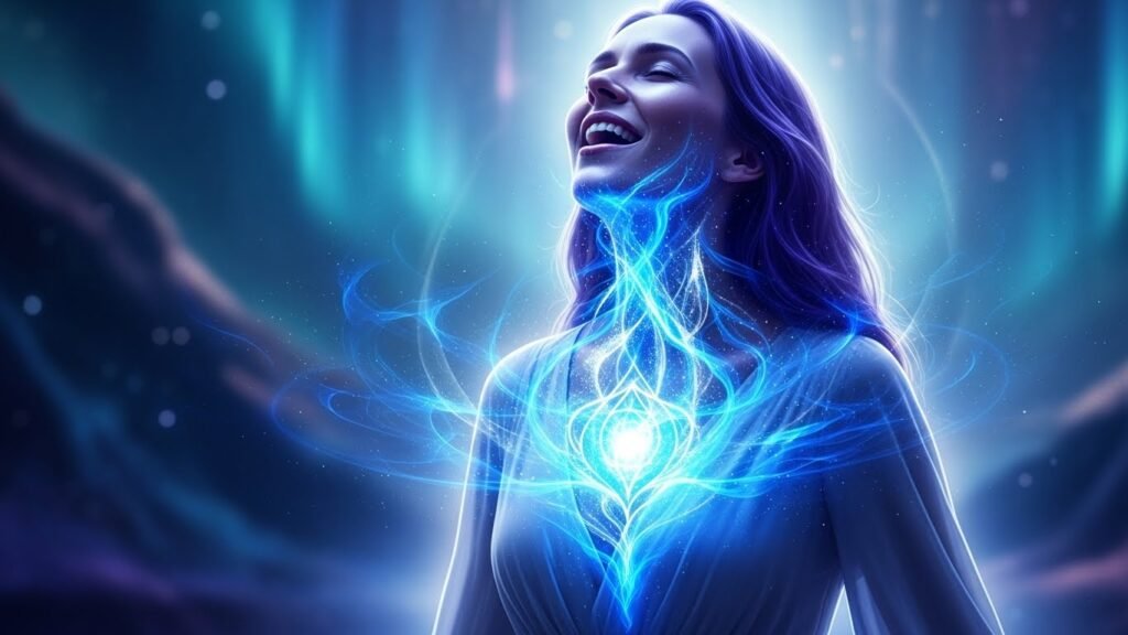 Throat chakra balance and alignment perfects authentic communication improving energy through clear truthful expression dissolving people-pleasing filters permanently.